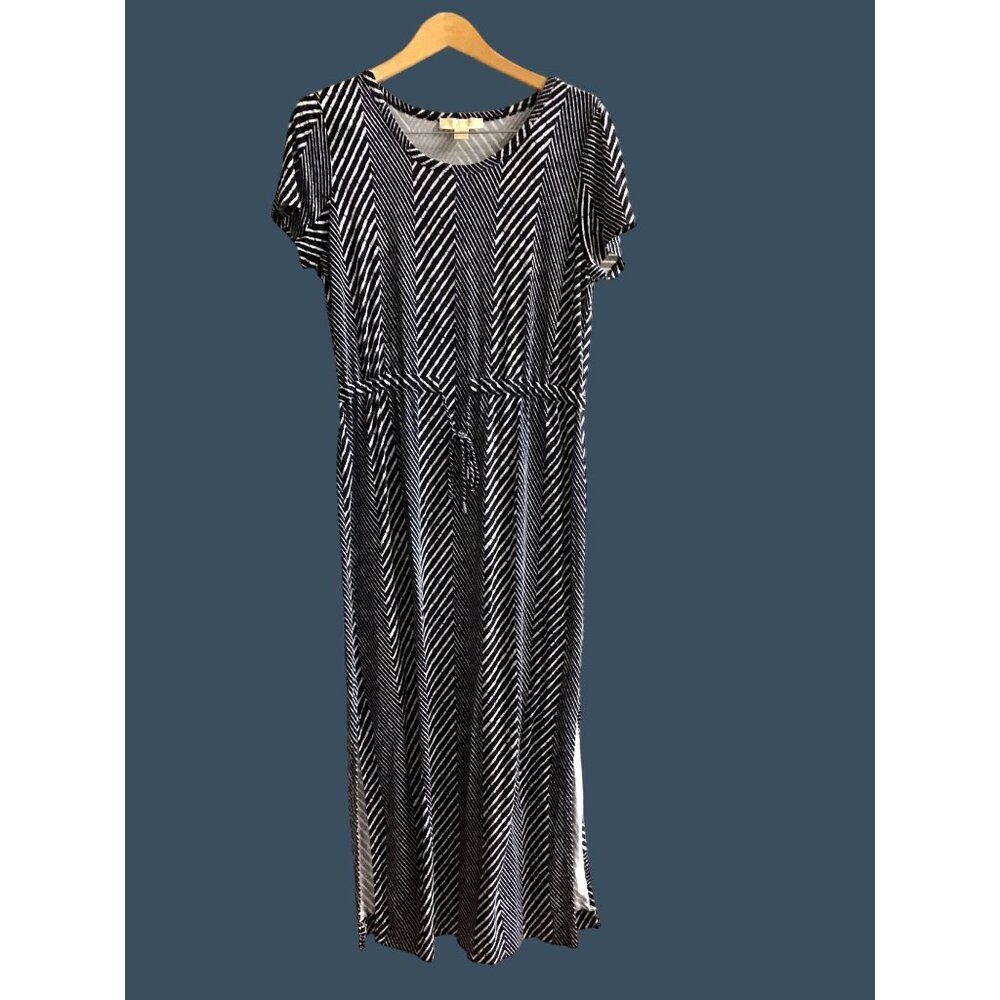 MICHAEL KORS- WOMENS SIDE SPLIT LIGHT WEIGHT SHORT SLEEVE MAXI DRESS SIZE LARGE